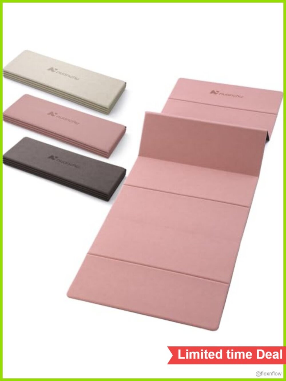 Foldable Yoga Mat 3 Pack Non-Slip Travel Pilates Mat with Carry Strap